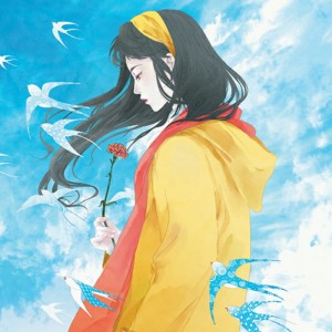 一眼心动！拿花低头的漫画女生头像  女生头像