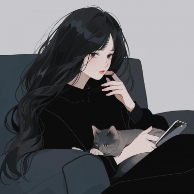 躺床上抱猫玩手机的动漫卡通女生头像分享 女生头像 第4张 躺床上抱猫玩手机的动漫卡通女生头像分享 女生头像 第4张