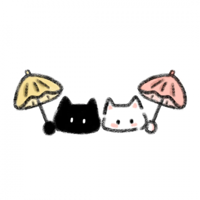 超萌！可爱手绘猫咪打伞情头来袭 情侣头像 第8张