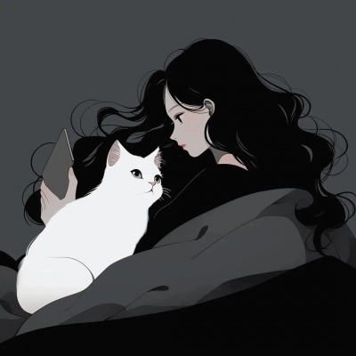 躺床上抱猫玩手机的动漫卡通女生头像分享 女生头像 第8张 躺床上抱猫玩手机的动漫卡通女生头像分享 女生头像 第8张