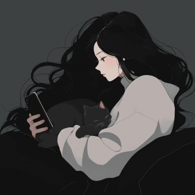 躺床上抱猫玩手机的动漫卡通女生头像分享 女生头像 第5张 躺床上抱猫玩手机的动漫卡通女生头像分享 女生头像 第5张
