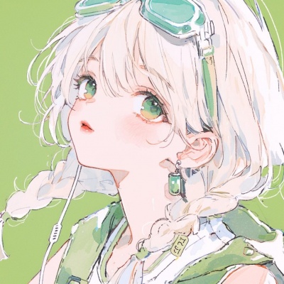 薄荷绿手绘卡通女生头像合集｜清新治愈系少女 女生头像 第1张