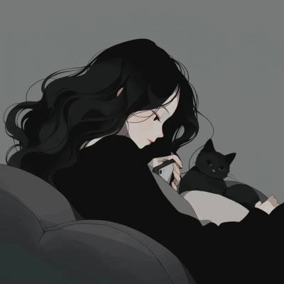 躺床上抱猫玩手机的动漫卡通女生头像分享 女生头像 第2张 躺床上抱猫玩手机的动漫卡通女生头像分享 女生头像 第2张
