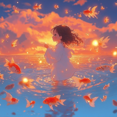 唯美锦鲤好运卡通女生头像精选 女生头像 第4张 唯美锦鲤好运卡通女生头像精选 女生头像 第4张