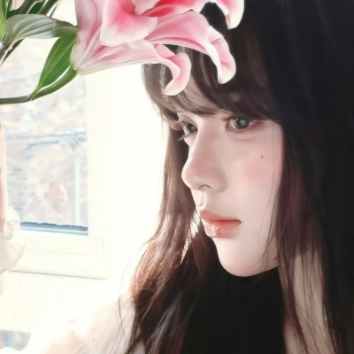 唯美气质百合花氛围女生头像+背景图
