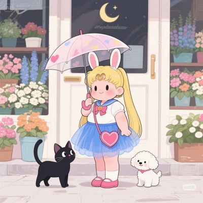 萌化啦！打伞变胖的可爱美少女战士头像