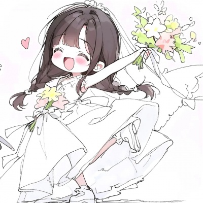 一左一右可爱动漫结婚情头｜超甜新婚CP专属款 情侣头像 第2张