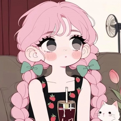 软萌粉色卡通长发女头｜高清晰无水印 少女心爆棚 女生头像 第9张