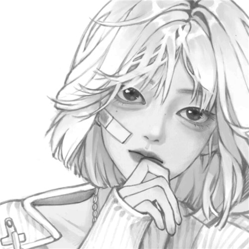 超绝！黑白漫画女生头像高清大集合 女生头像 第45张