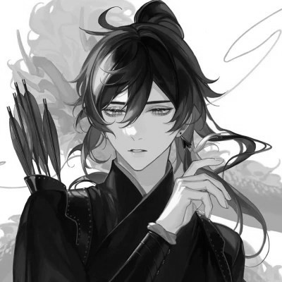 古风黑白漫画男生头像合集：水墨风侠客 / 书生 / 江湖少年插画素材 男生头像 第21张