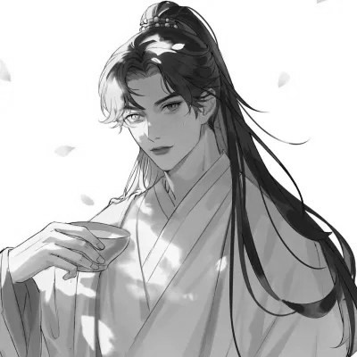 古风黑白漫画男生头像合集：水墨风侠客 / 书生 / 江湖少年插画素材 男生头像 第24张