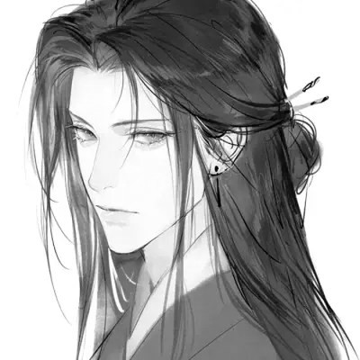 古风黑白漫画男生头像合集：水墨风侠客 / 书生 / 江湖少年插画素材 男生头像 第31张