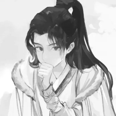 古风黑白漫画男生头像合集：水墨风侠客 / 书生 / 江湖少年插画素材 男生头像 第38张