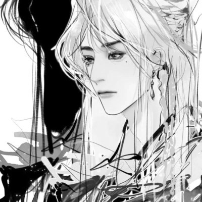 古风黑白漫画男生头像合集：水墨风侠客 / 书生 / 江湖少年插画素材 男生头像 第44张