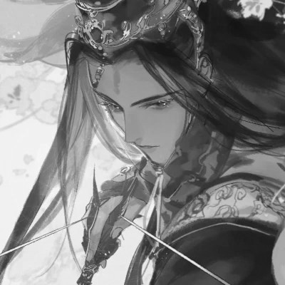 古风黑白漫画男生头像合集：水墨风侠客 / 书生 / 江湖少年插画素材 男生头像 第46张
