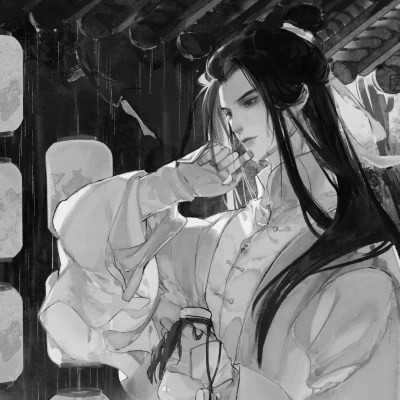 古风黑白漫画男生头像合集：水墨风侠客 / 书生 / 江湖少年插画素材 男生头像 第41张