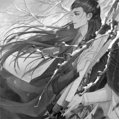 古风黑白漫画男生头像合集：水墨风侠客 / 书生 / 江湖少年插画素材 男生头像 第43张