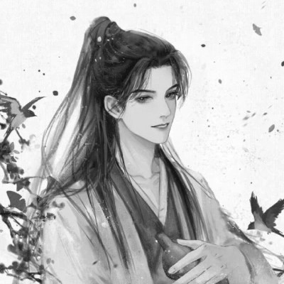 古风黑白漫画男生头像合集：水墨风侠客 / 书生 / 江湖少年插画素材 男生头像 第45张