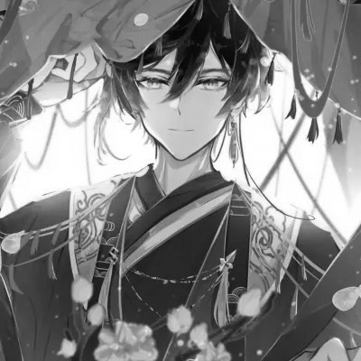 古风黑白漫画男生头像合集：水墨风侠客 / 书生 / 江湖少年插画素材 男生头像 第62张
