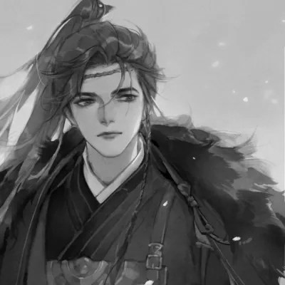 古风黑白漫画男生头像合集：水墨风侠客 / 书生 / 江湖少年插画素材 男生头像 第69张