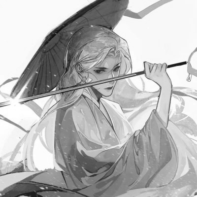 古风黑白漫画男生头像合集：水墨风侠客 / 书生 / 江湖少年插画素材 男生头像 第80张