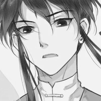 古风黑白漫画男生头像合集：水墨风侠客 / 书生 / 江湖少年插画素材 男生头像 第78张