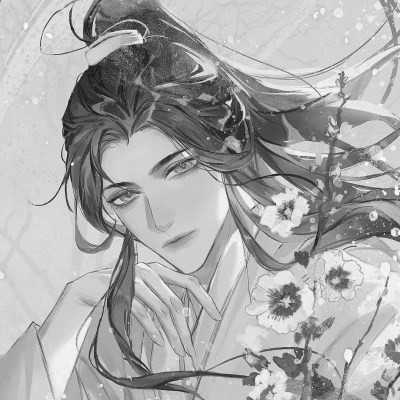 古风黑白漫画男生头像合集：水墨风侠客 / 书生 / 江湖少年插画素材 男生头像 第77张