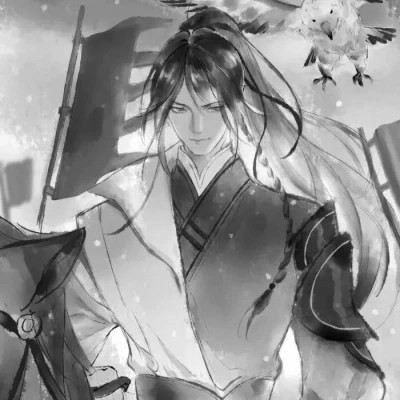古风黑白漫画男生头像合集：水墨风侠客 / 书生 / 江湖少年插画素材 男生头像 第73张