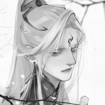 古风黑白漫画男生头像合集：水墨风侠客 / 书生 / 江湖少年插画素材 男生头像 第87张