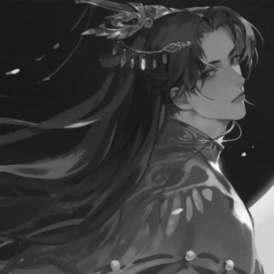 古风黑白漫画男生头像合集：水墨风侠客 / 书生 / 江湖少年插画素材 男生头像 第91张